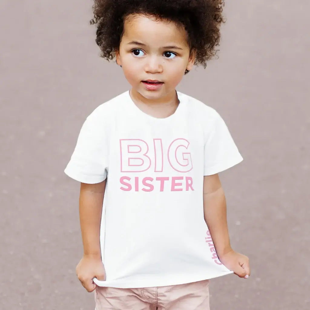 Big Sister T-Shirt - Short Sleeve - Pink - Personalized