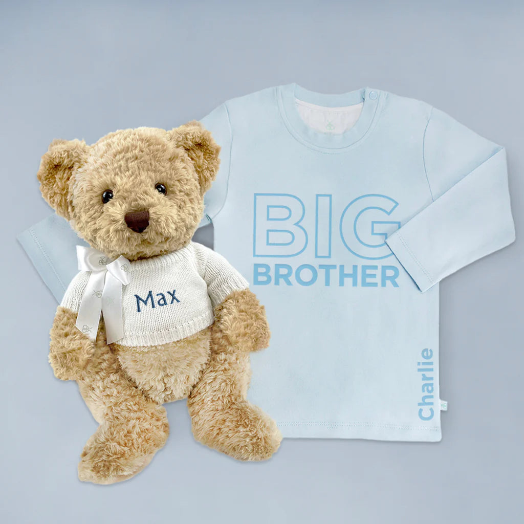 Big Brother Gift Set - Personalized Bear & T-Shirt - Blue