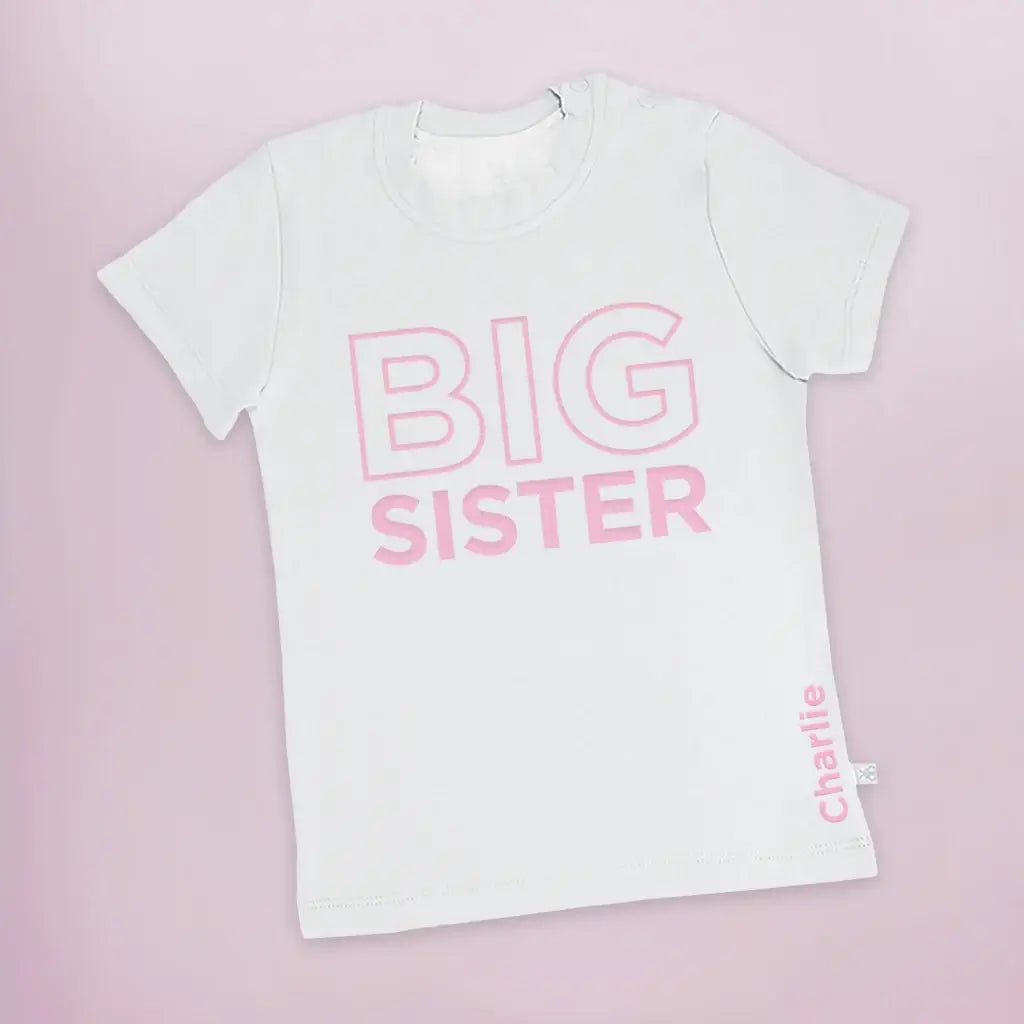 Big Sister T-Shirt - Short Sleeve - Pink - Personalized