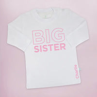 Big Sister T-Shirt - Long Sleeve - Pink - Personalized
