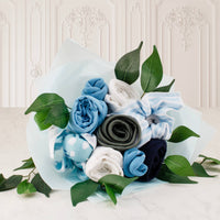 Blossoms & Bubbles: Baby Boy Flower Bouquet Gift Set