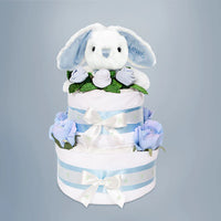 Personalized Blue Bunny Diaper Cake