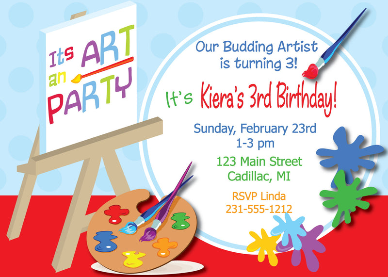 Kids Budding Artist Birthday Invitation