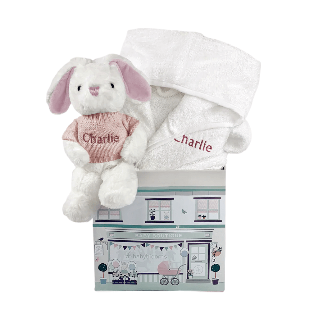 Bunny & Bathrobe Personalized Baby Set, Pink
