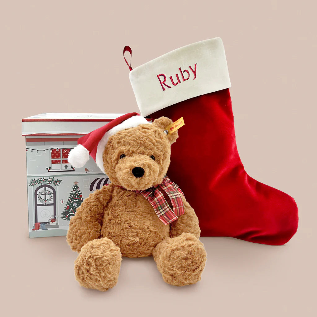 Christmas Bear with Personalized Red Stocking Gift Set