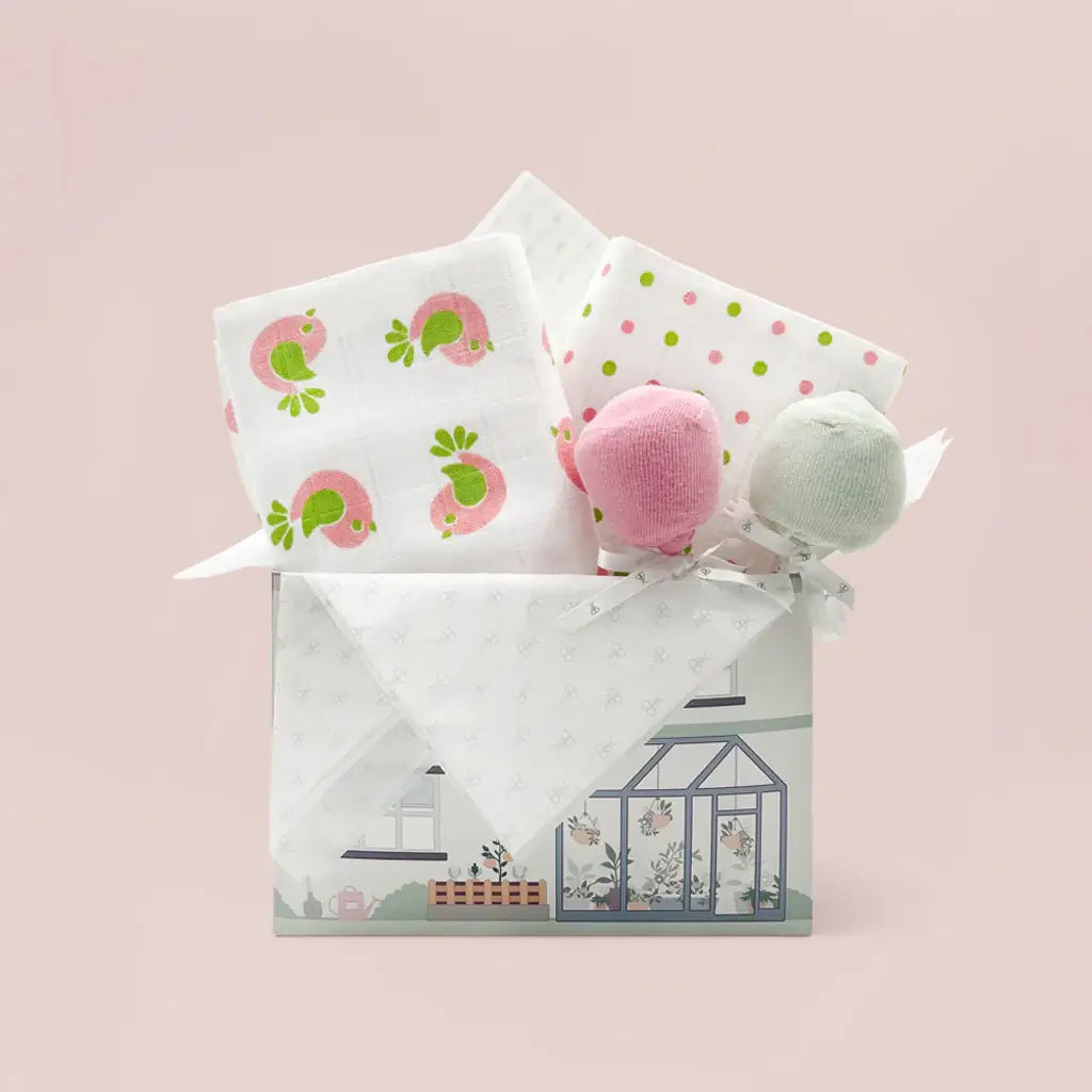 Coo & Cozy Swaddles & Socks Gift Set, Girl
