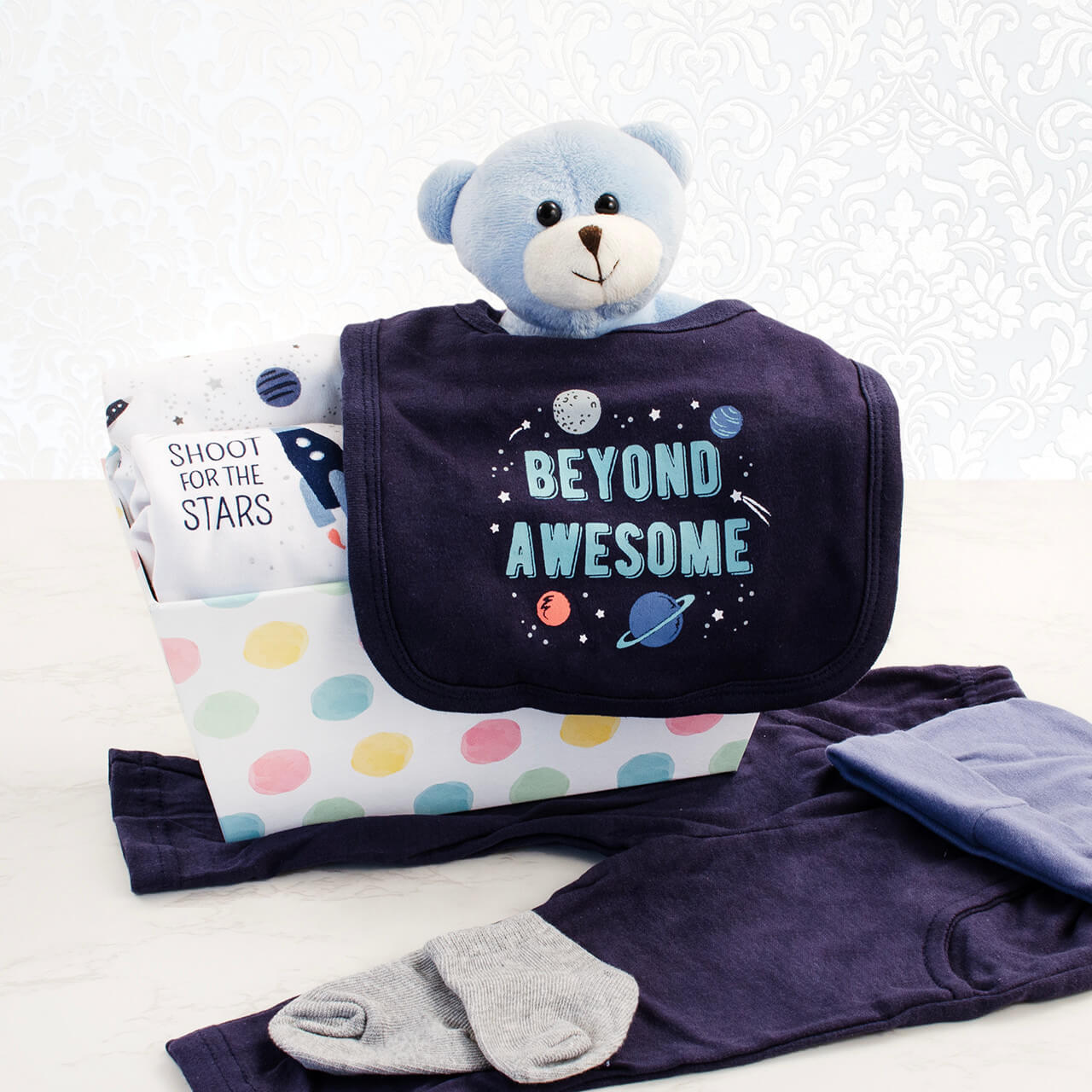 Cosmic Cuddles Baby Boy Basket