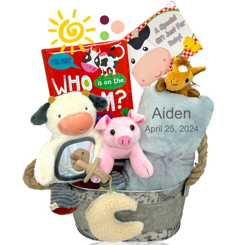 Snuggle Buddy Personalized Baby Basket - SKU: BBC347