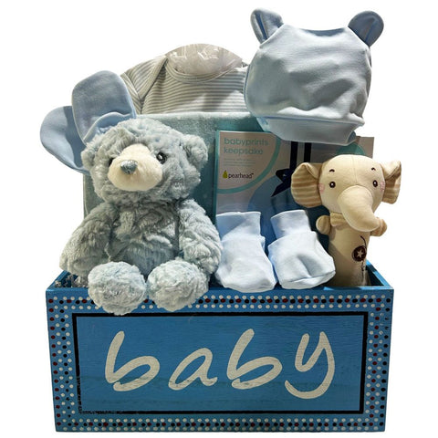 Personalized Bear & Luxury Bouquet Baby Boy Layette Set - SKU: LBG1049