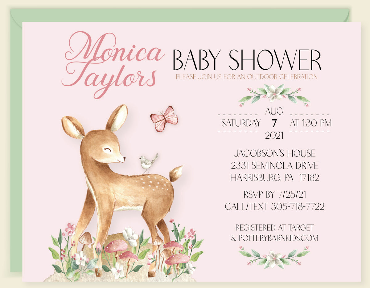 Deer Girl Baby Shower Invitation