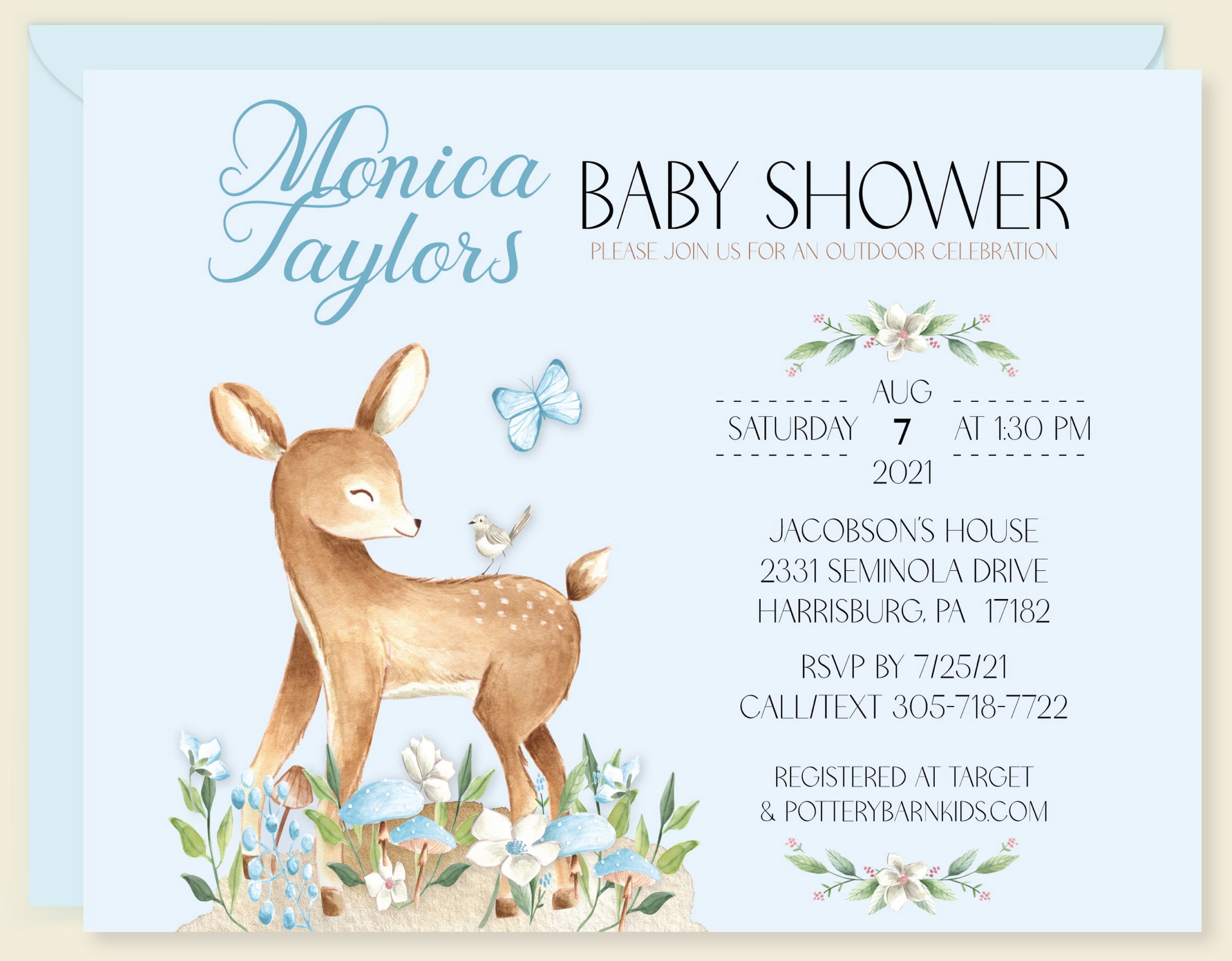 Deer Boy Baby Shower Invitation