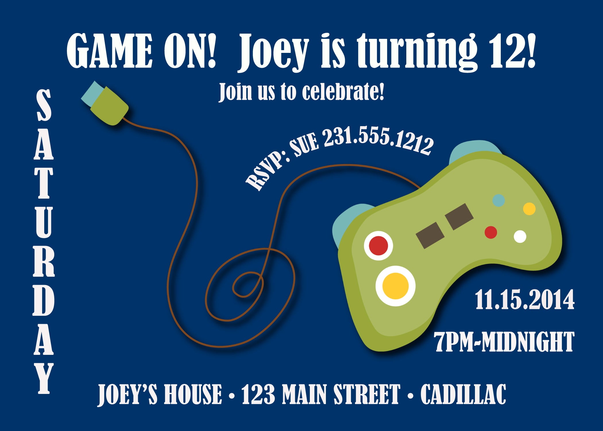 Game On Kids Birthday Invitation