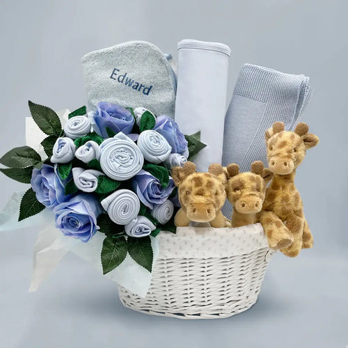 Giraffes Luxury Baby Boy Basket 