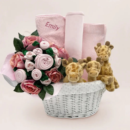 Giraffes Luxury Baby Girl Basket
