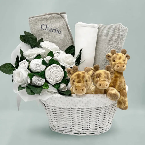 Giraffes Luxury Neutral Baby Layette Basket
