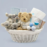 Happy First Year New Baby Boy Basket -Koala Bears