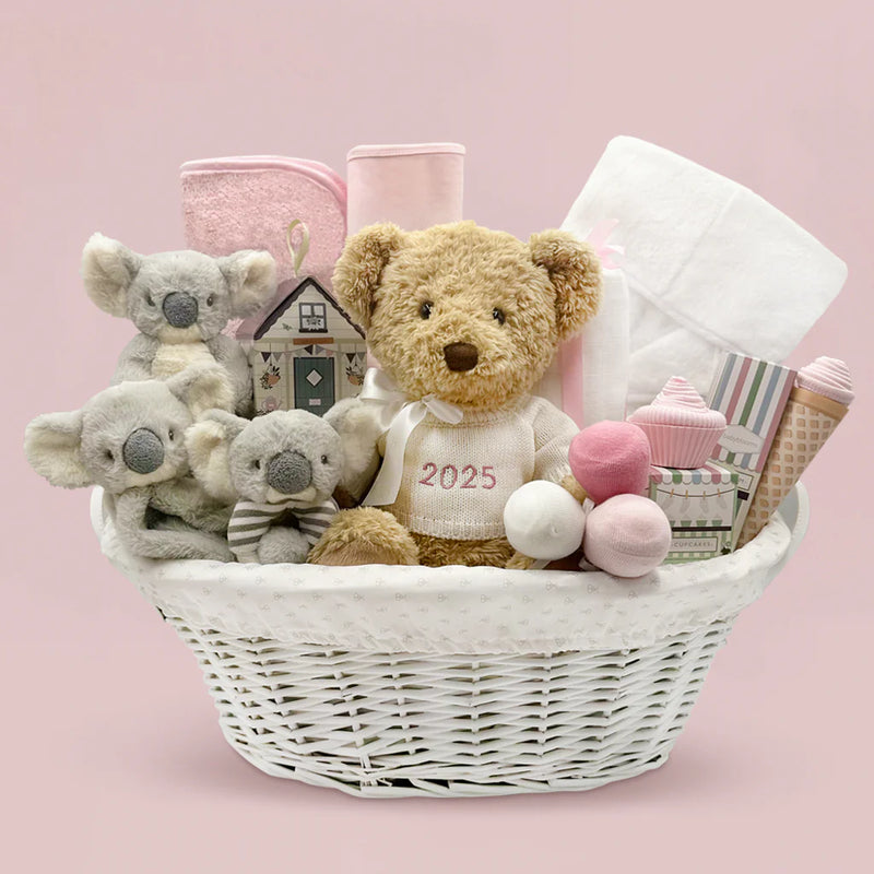 Happy First Year New Baby Basket - Koala Bears