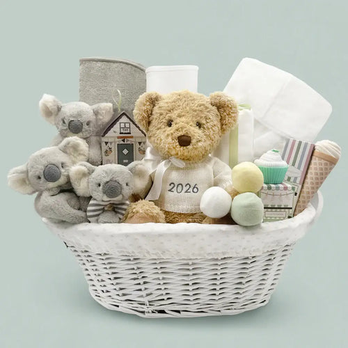 Happy First Year New Baby Basket - Koala Bears