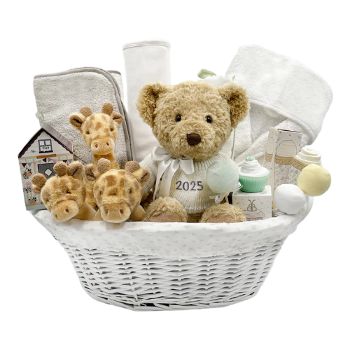 Happy First Year New Baby Basket - Giraffes-Neutral