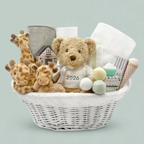 Happy First Year New Baby Basket - Giraffes