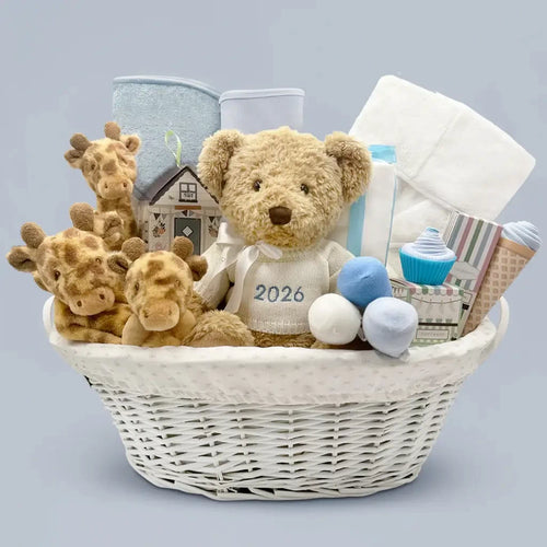 Happy First Year New Baby Boy Basket - Giraffes