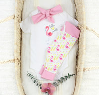 Pink Flamingo Hello World - Organic Baby Girl Basket
