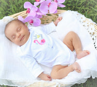 Pink Flamingo Hello World - Organic Baby Girl Basket
