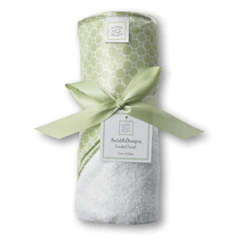 Terry Velour Hooded Towel - Mini Mod Circles Trim, Kiwi (BGB-0056)