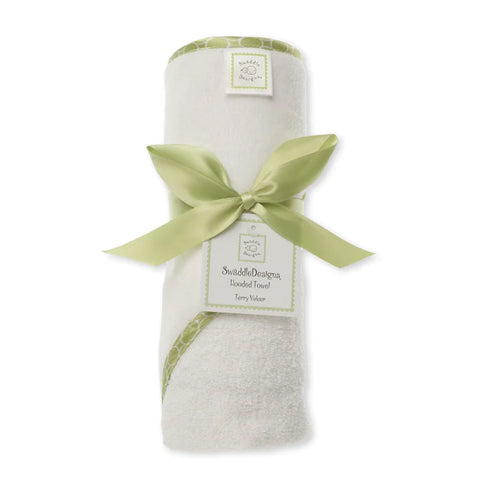 Terry Velour Hooded Towel - Mini Mod Circles, Kiwi (BGB-0063)