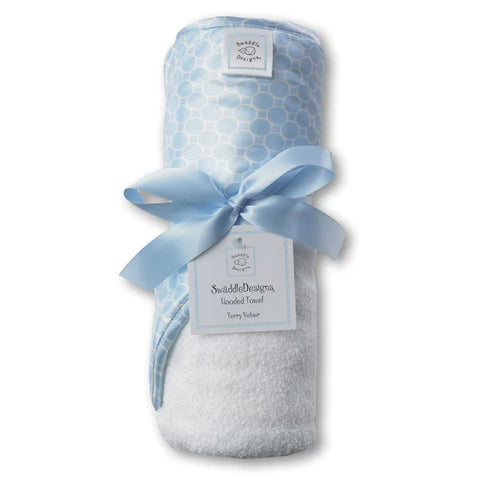 Terry Velour Hooded Towel - Mini Mod Circles Trim, Kiwi (BGB-0056)