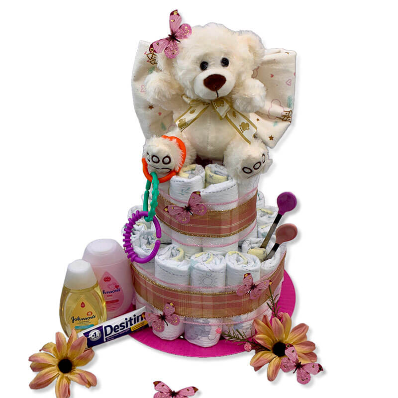 Hugs and Kisses Baby Diaper Cake