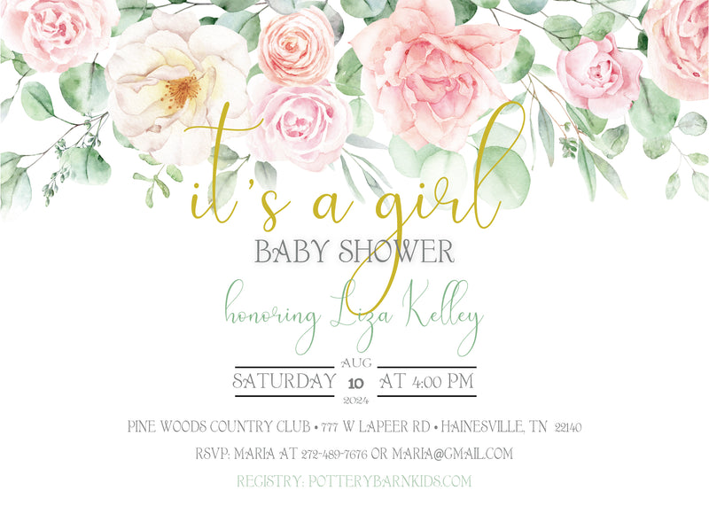 It's a Girl Baby Shower Invitation