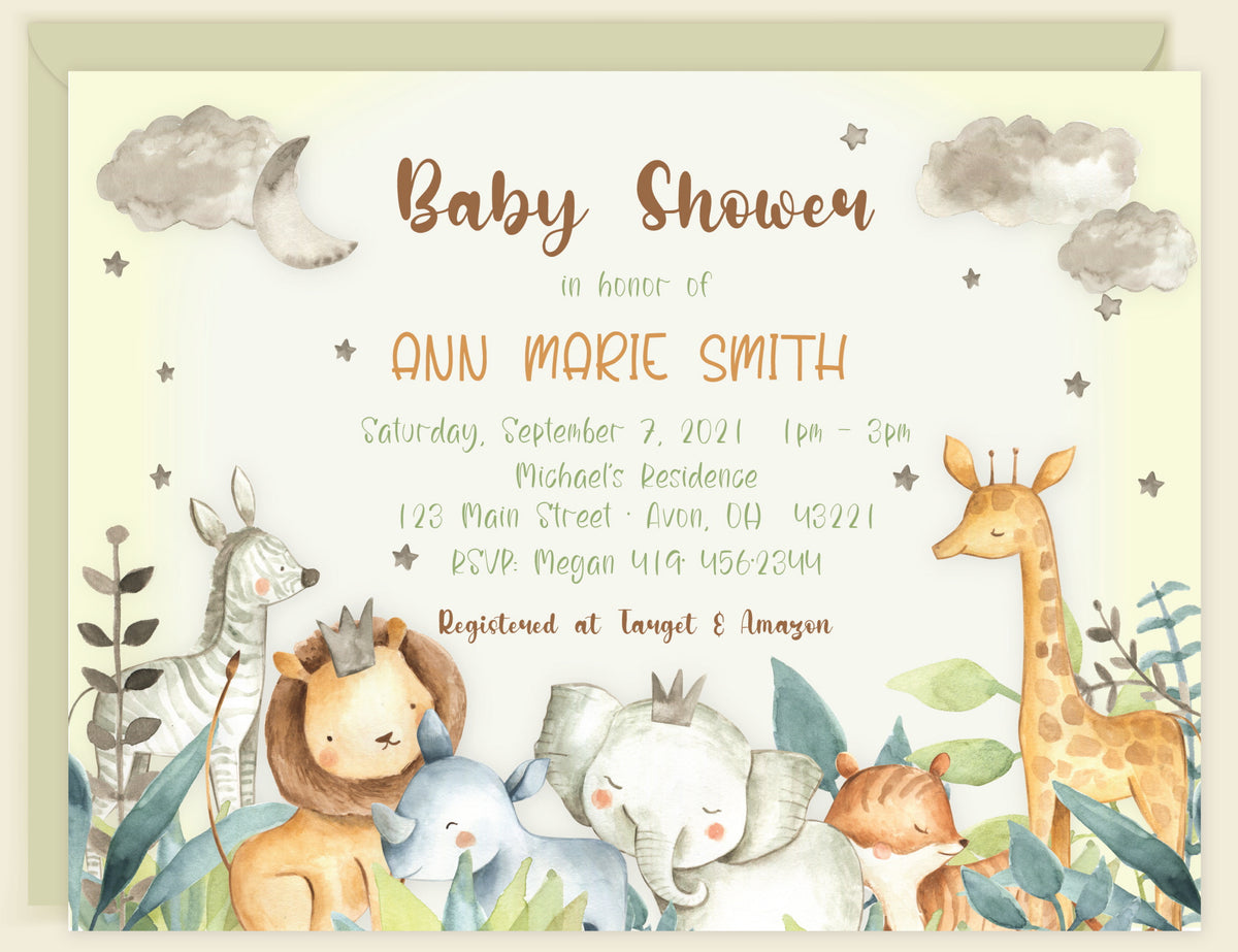 Jungle Safari Baby Shower Invitation