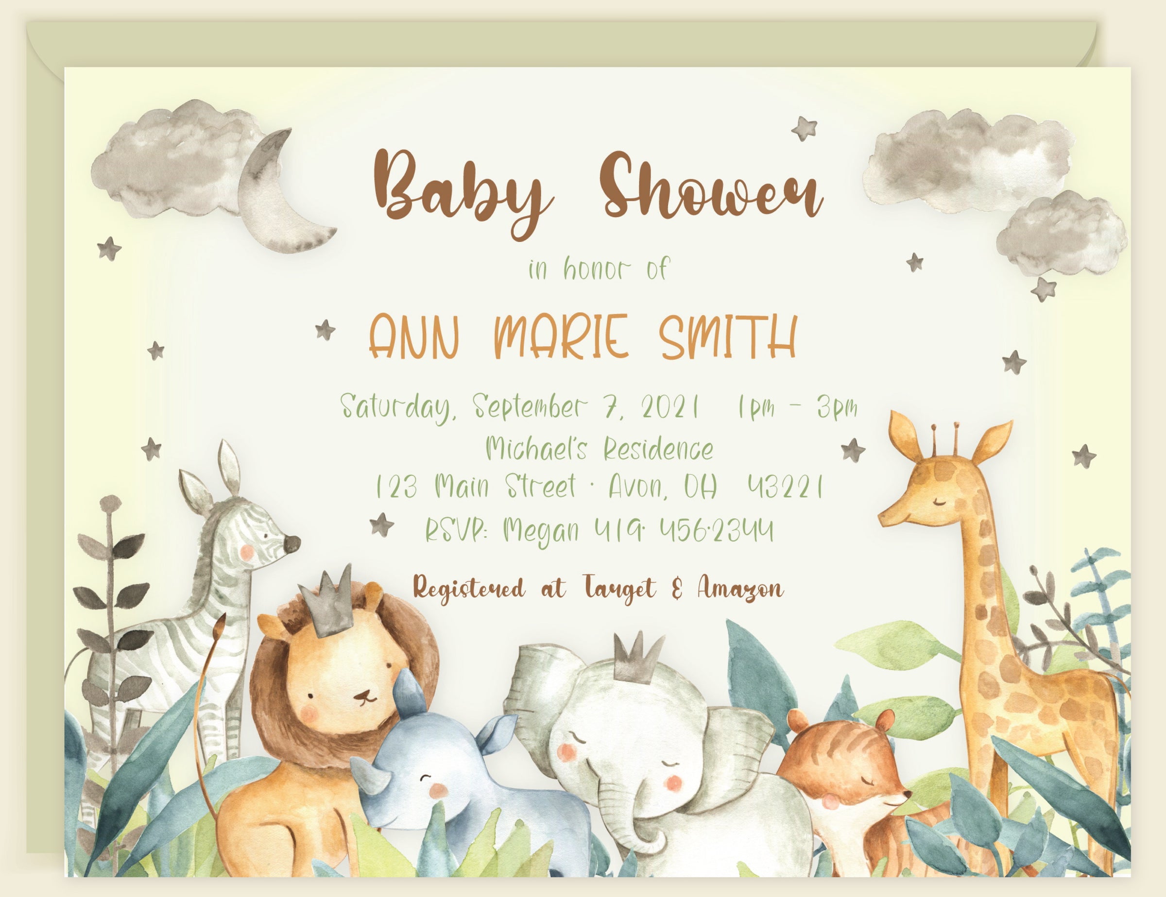 Jungle Safari Baby Shower Invitation