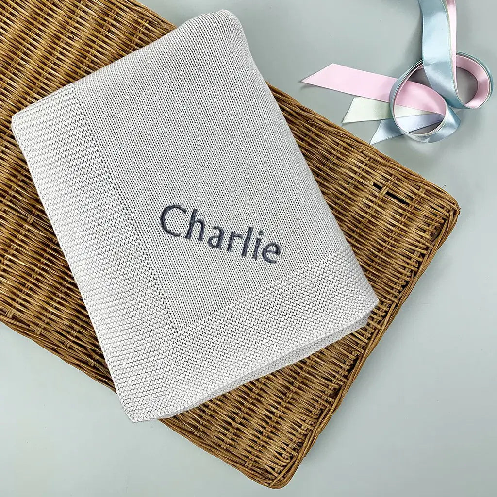 Personalized Knitted Baby Blanket | Gray