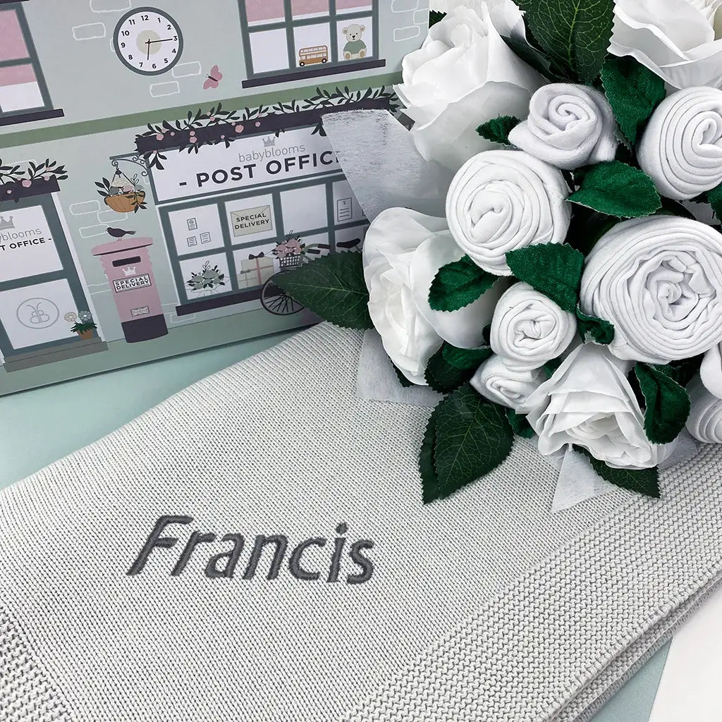 Knitted Blanket & Bouquet Baby Gift Set
