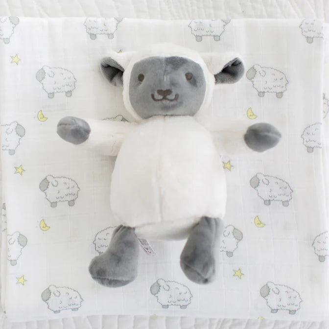 Muslin Blanket Swaddle and Lamb Gift Set (BGB-0011)