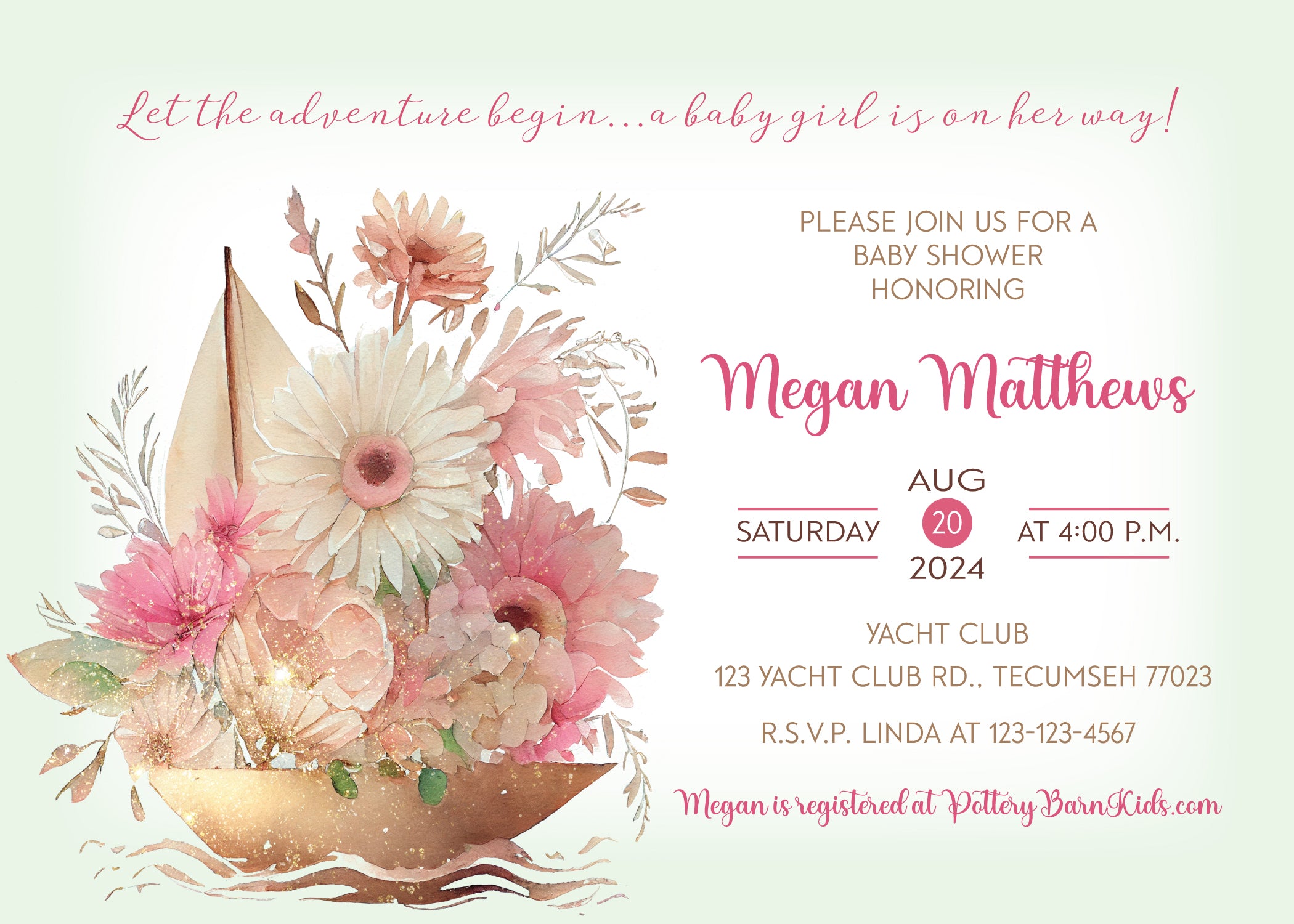 Let The Adventure Begin Baby Shower Invitation