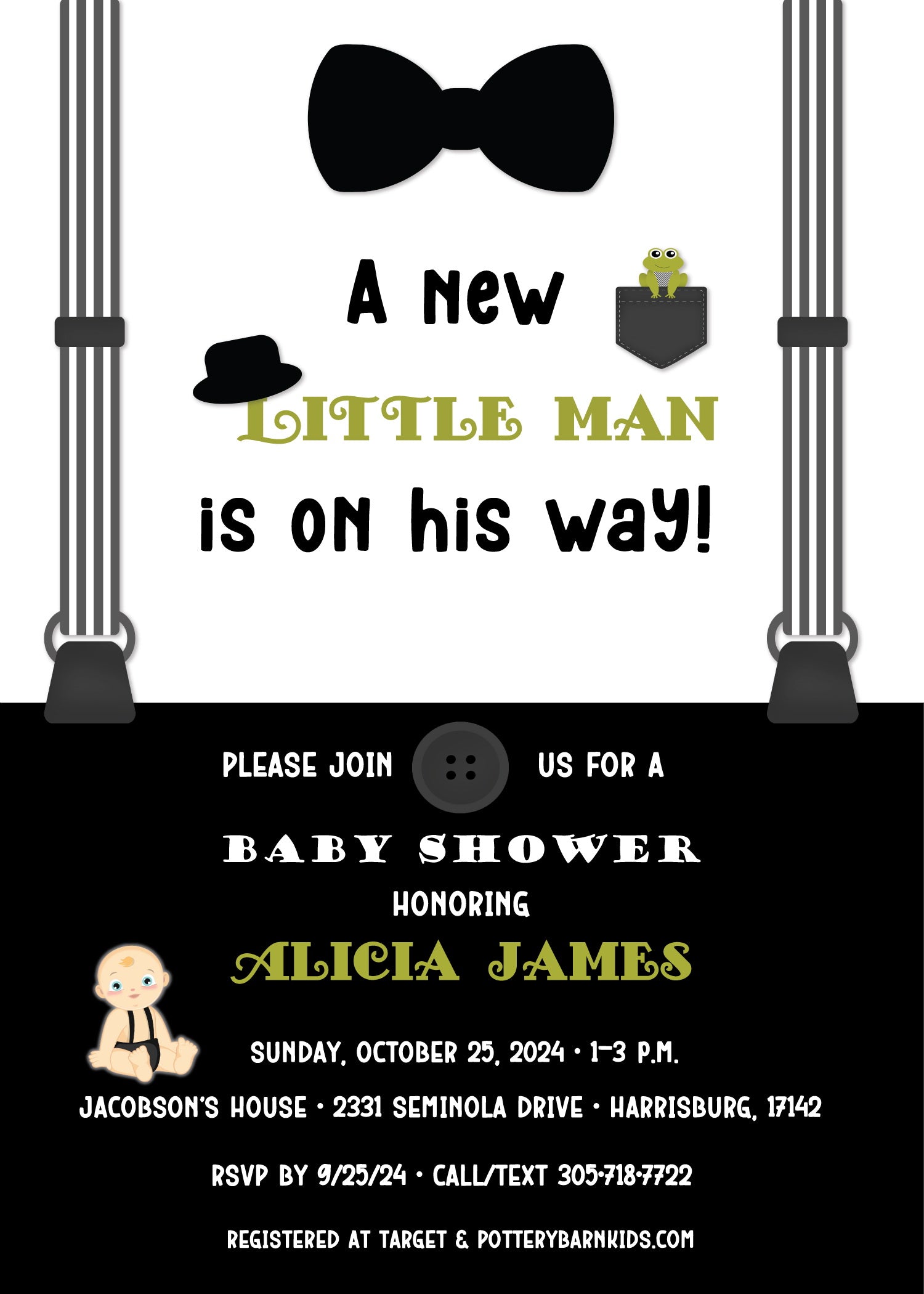 Little Man Baby Shower Invitation
