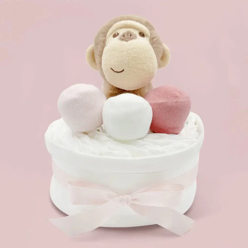 Little Monkey Diaper Cake - Pink