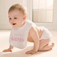 Little Sister Gift Set - Personalized Long Sleeve T-Shirt & Bib - Pink