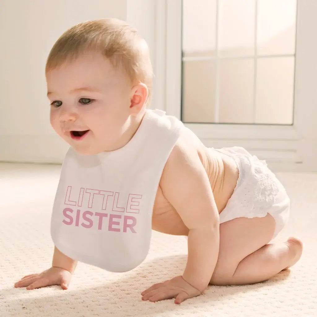 Little Sister Gift Set - Personalized Long Sleeve T-Shirt & Bib - Pink