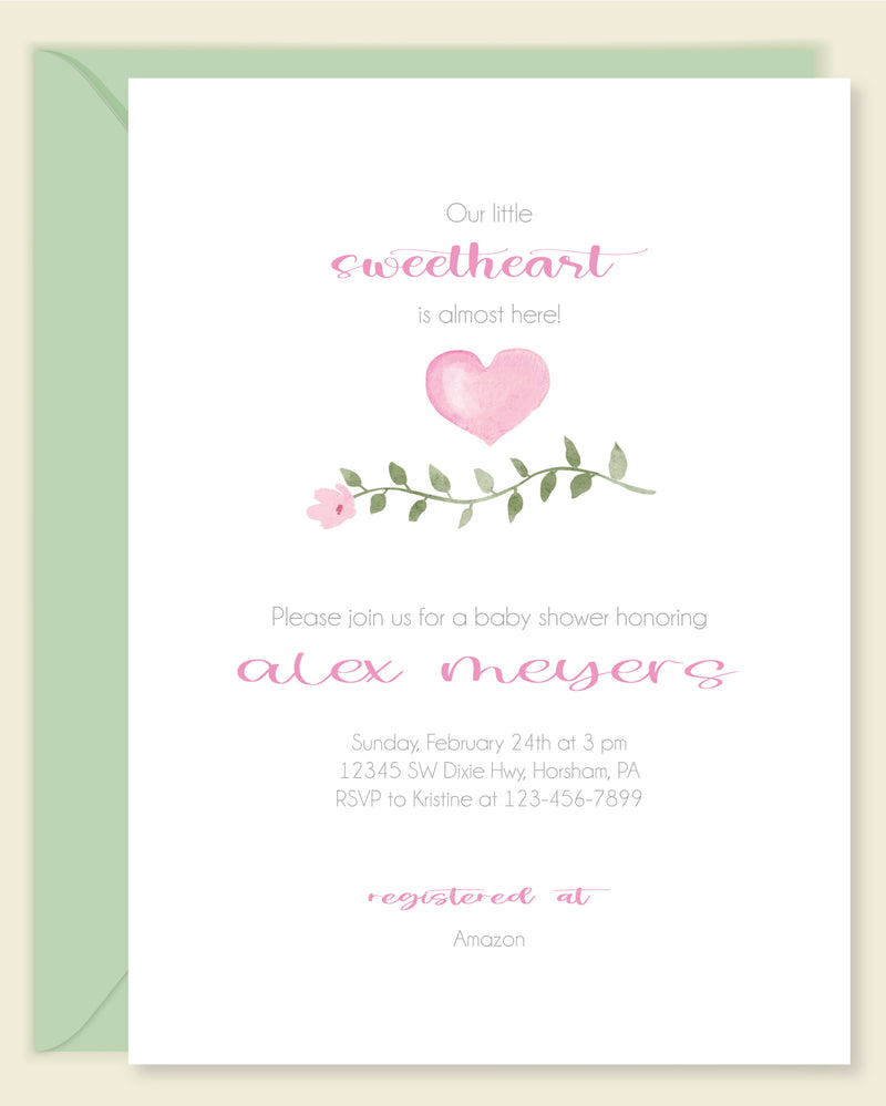 Little Sweetheart Pink Shower Invitation