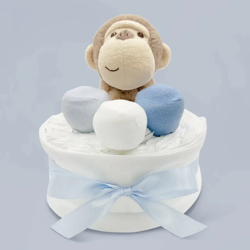 Little Monkey Diaper Cake - Blue