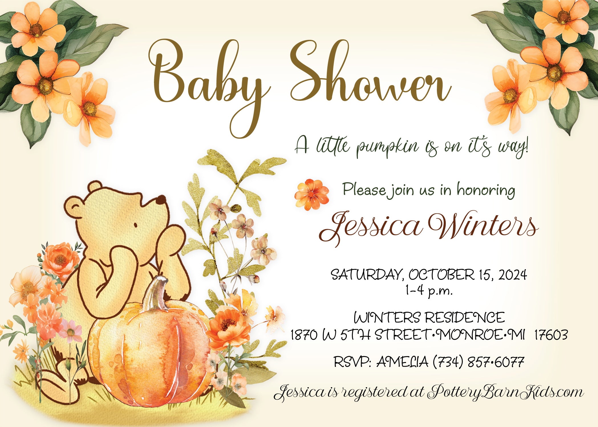 Little Pumpkin Baby Shower Invitation