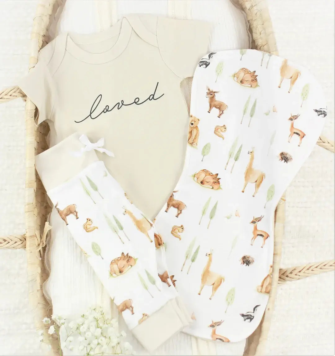 Llama Love Organic Layette Bundle - Baby Gift Basket