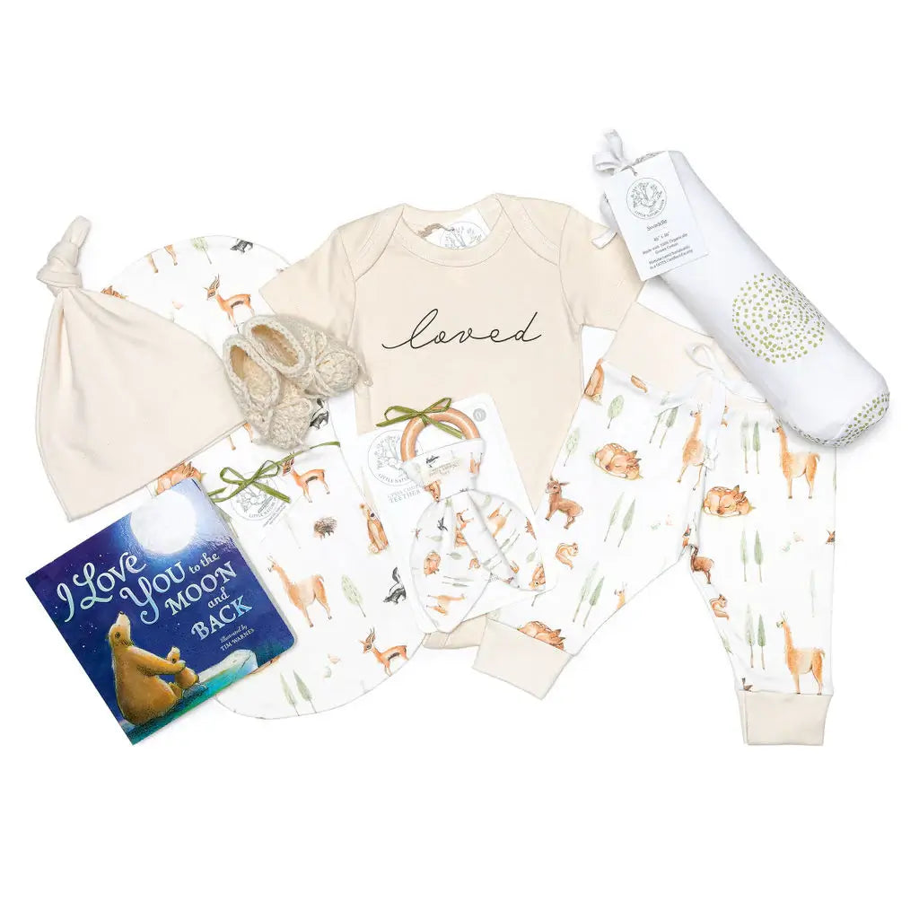 Organic Llama & Forest Friends Basket W/ Book