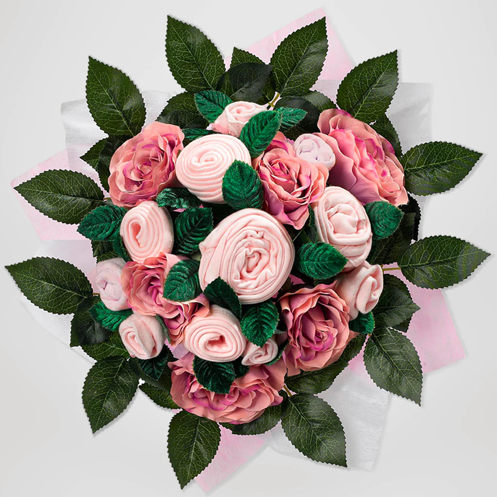 Personalized Bear & Luxury Bouquet Baby Girl Layette Set - SKU: LBG1050
