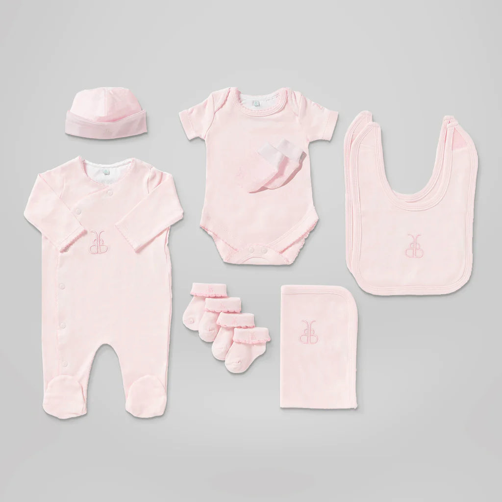 Personalized Bear & Luxury Bouquet Baby Girl Layette Set - SKU: LBG1050