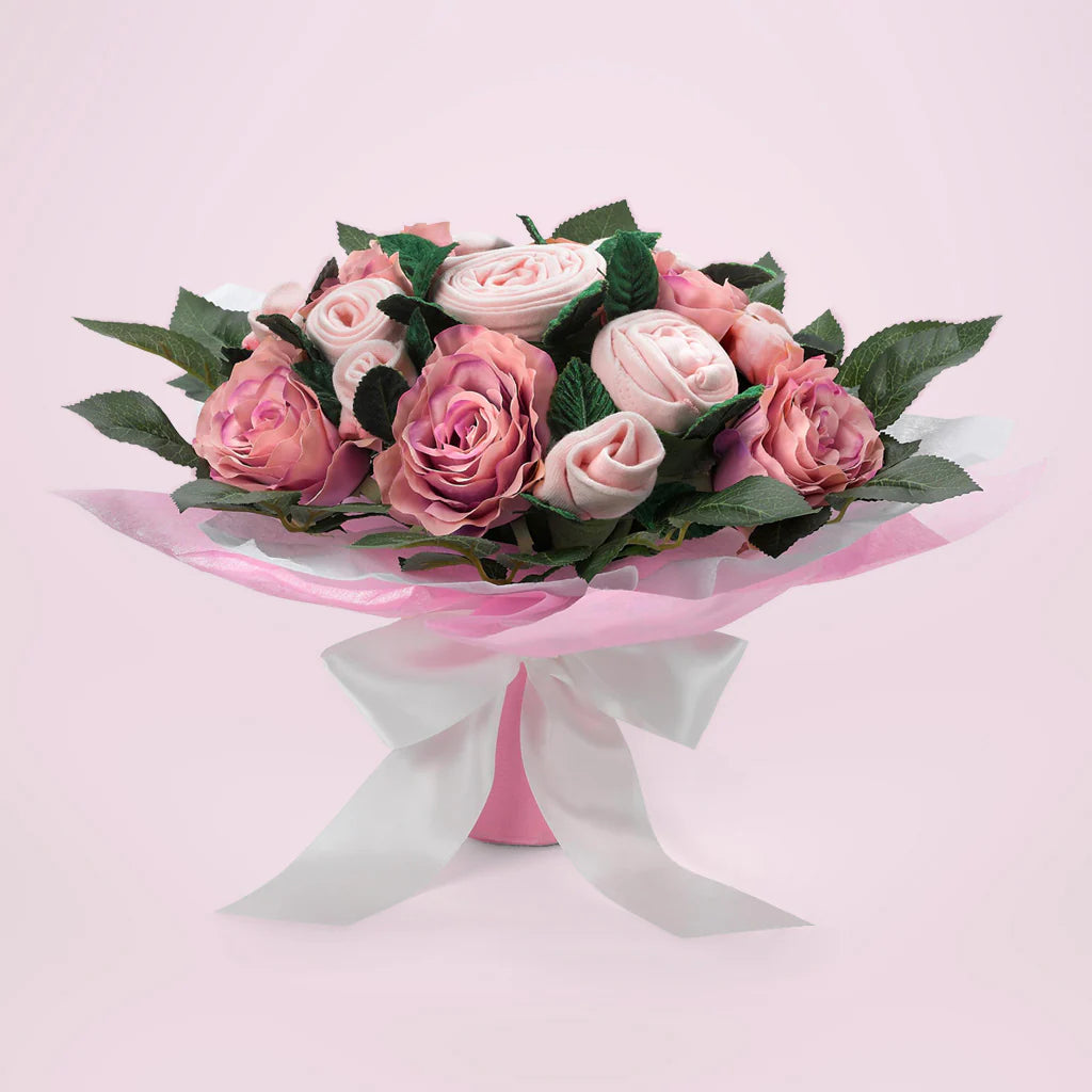 Personalized Bear & Luxury Bouquet Baby Girl Layette Set - SKU: LBG1050